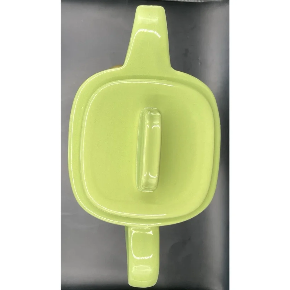 Mid-Century Modern Franciscan Green Pitcher Glossy Ceramic Square Made In CA